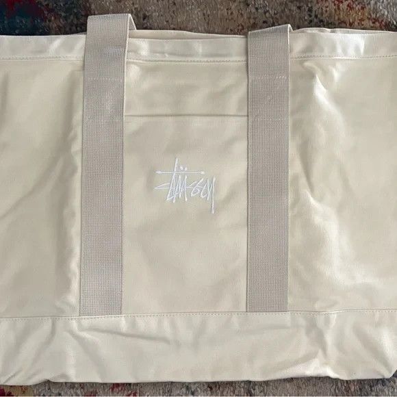 Stussy - Thick Extra Large Canvas Tote Bag with Interior Pocket - Cream - Picture 1 of 4